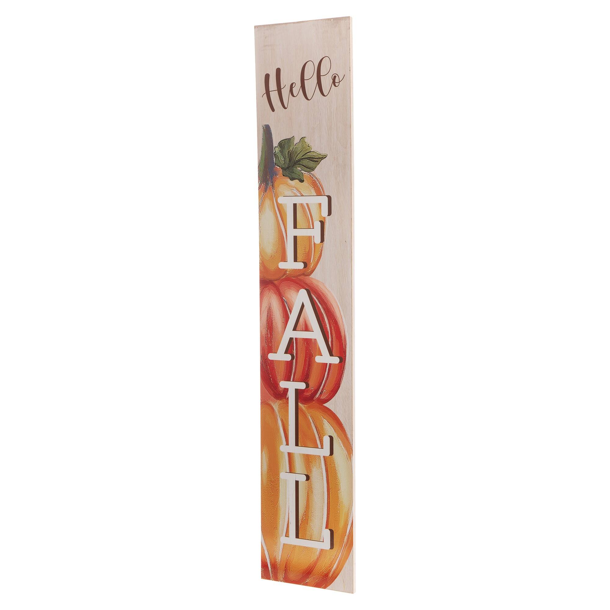 Glitzhome® 3.5ft. Hello Fall Wooden Porch Sign